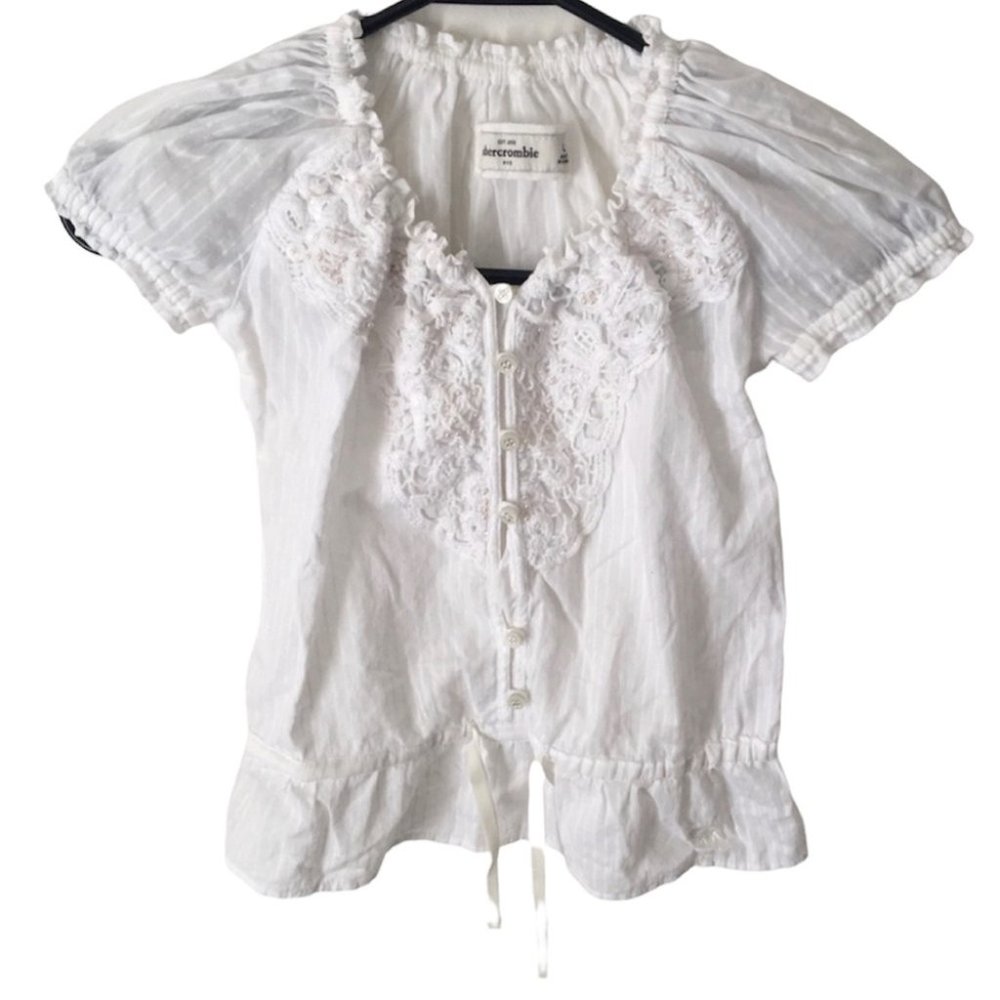 ABERCROMBIE KIDS GIRLS WHITE TOP - Picture 1 of 3